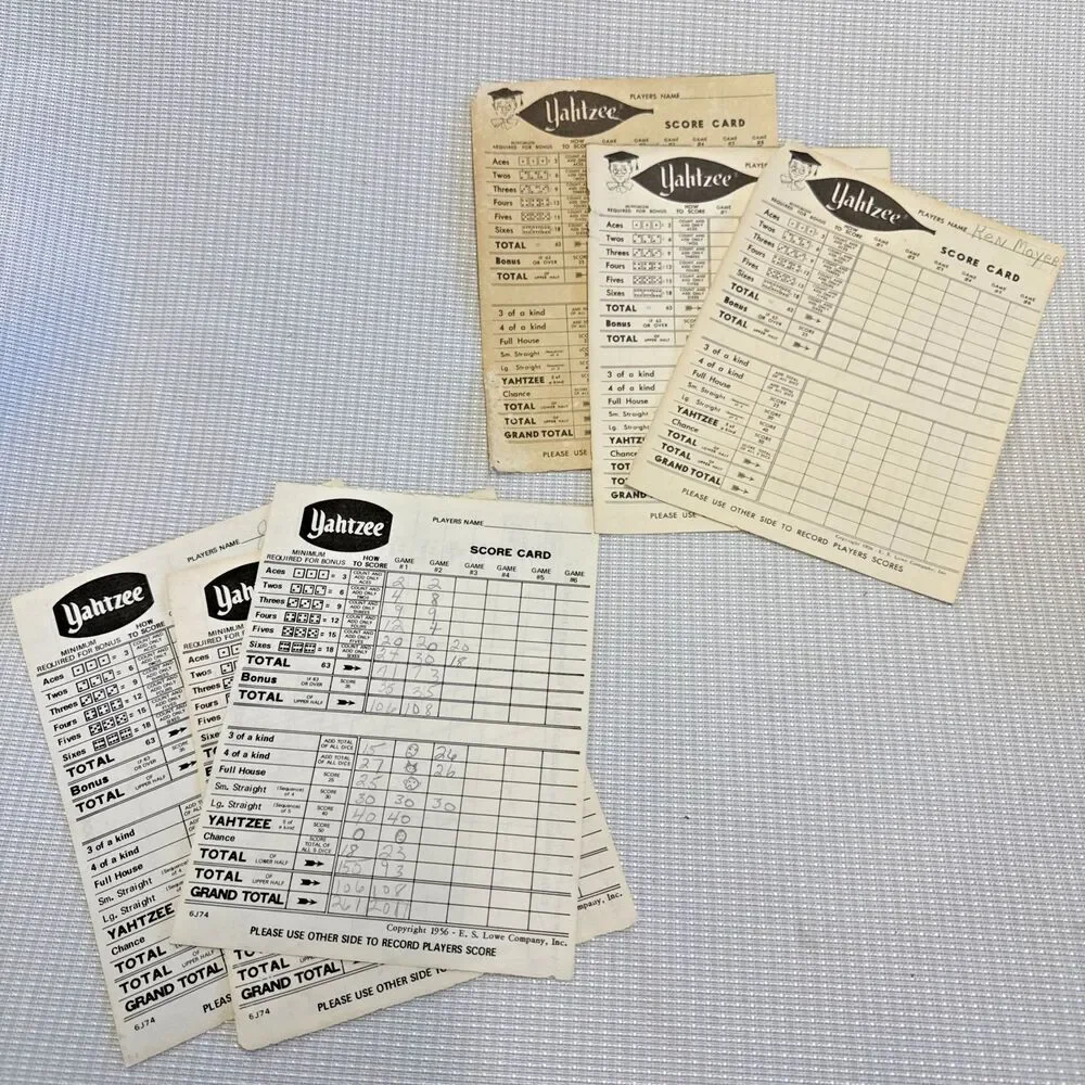 Vintage Yahtzee Score Pads in Original Box